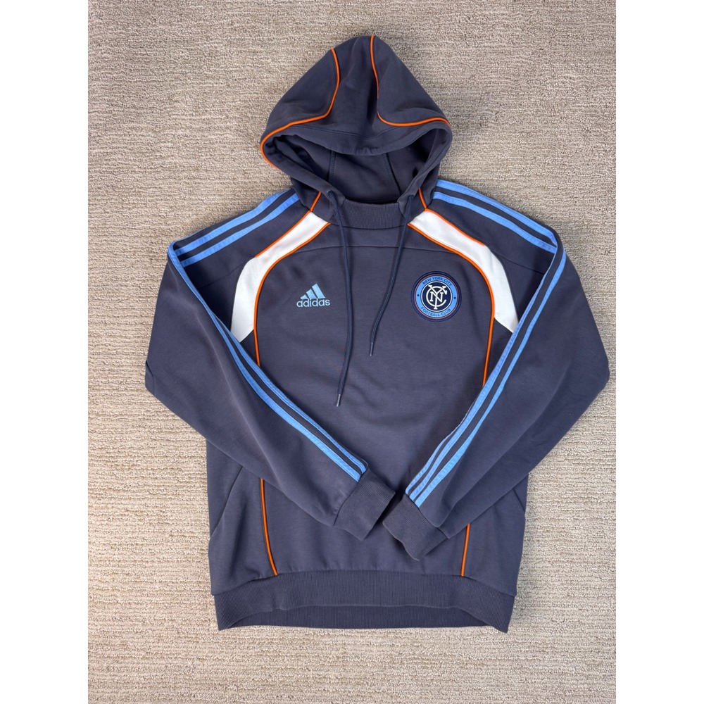 Adidas NYCFC New York City Football Club Hoodie Grey Blue Orange Soccer Mens L
